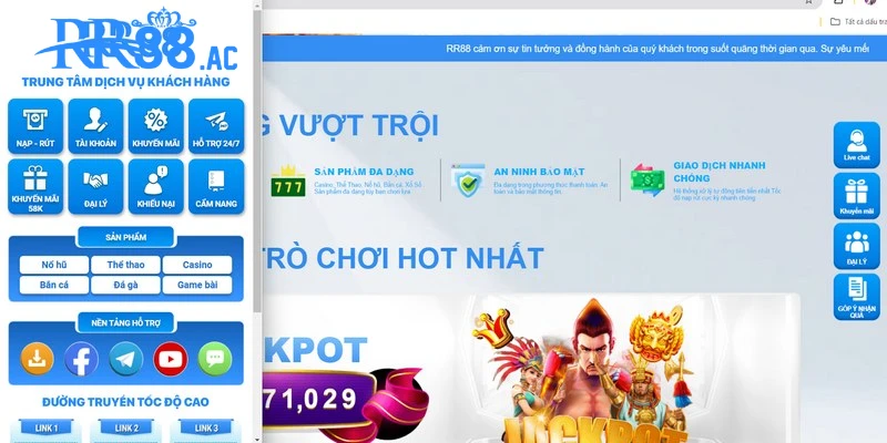 Liên hệ RR88 để nhận được thông tin nhanh qua live chat